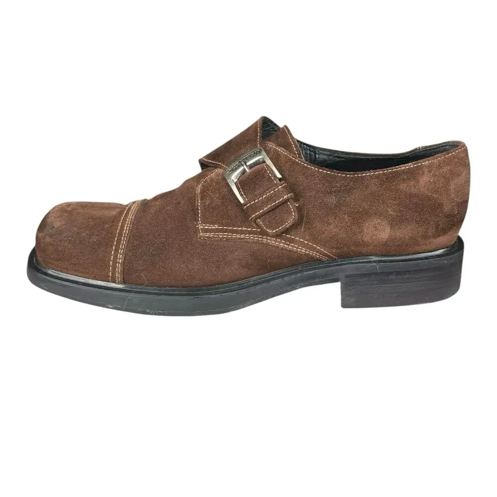 Vintage 90’s Roger Mohnani Brown Suede Monk Strap Oxfords Size 44 US 11